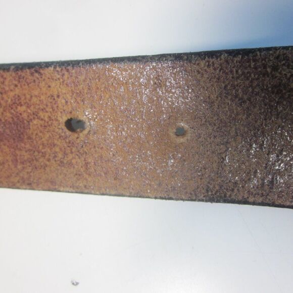 Rustic Leather Belt & Silver Metal Floral Buckle Size 32 main image 8